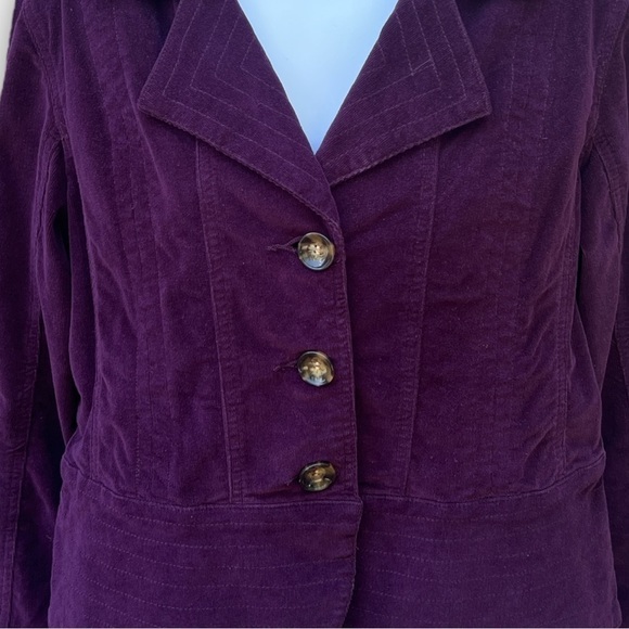Live A Little Women’s Stretchy Corduroy Plum Button Up Jacket Size Large - Picture 2 of 9